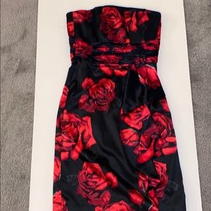 White H Black M red and black formal dress